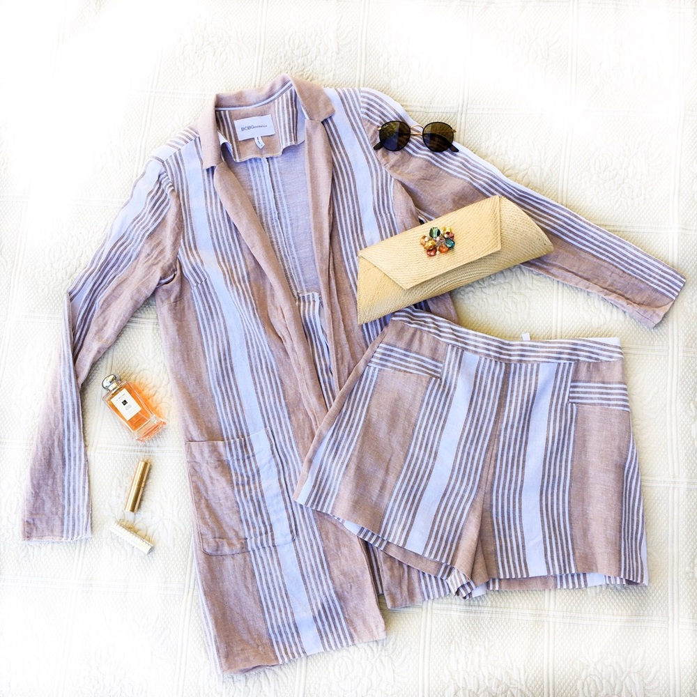BCBG Linen Duster & Shorts set coordinate